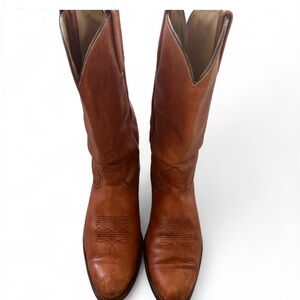 Frye Vtg Brown Leather Cowboy Boots Mens Size 10 1/2 D ( 3815) Made In USA